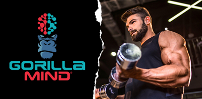 Muscular man lifting silver dumbbells